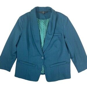 Mossimo Teal Knit Jersey Jacket Blazer Modern Day to Night Office Soft XXL